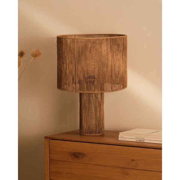 Stolová lampa v prírodnej farbe s tienidlom z juty (výška 54 cm) Pontos – Kave Home-image-1