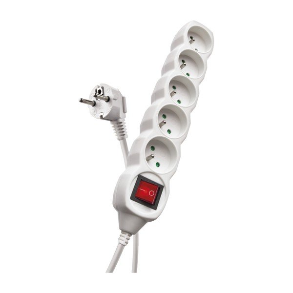 Biely predlžovací kábel s 5 zásuvkami a vypínačom EMOS, 5m-image-1