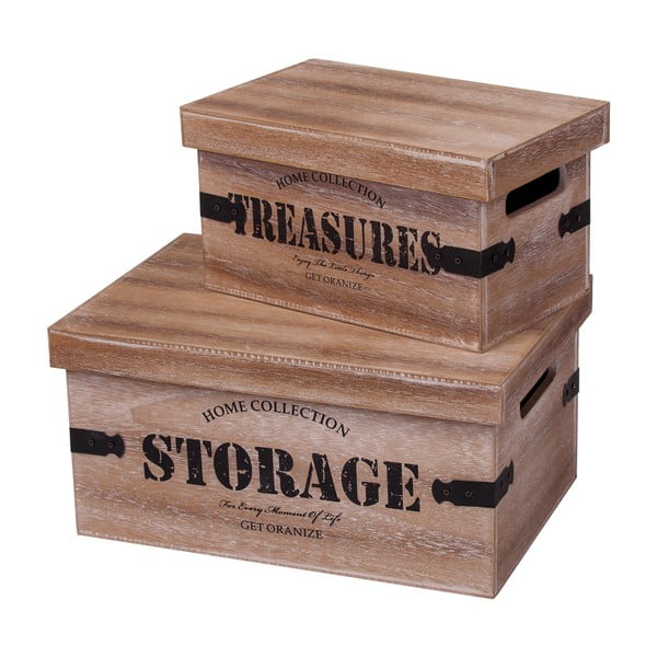 Sada 2 drevených boxov Storage