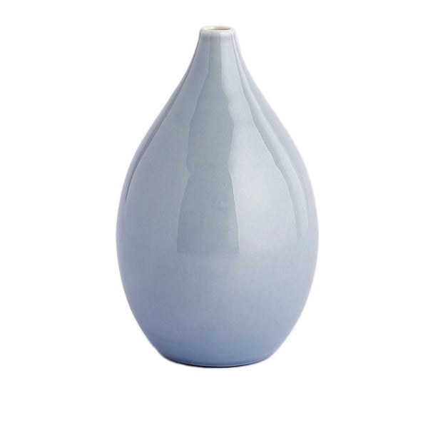 Sivomodrá vyrábaná váza Anne Black Drop, výška 11 cm
