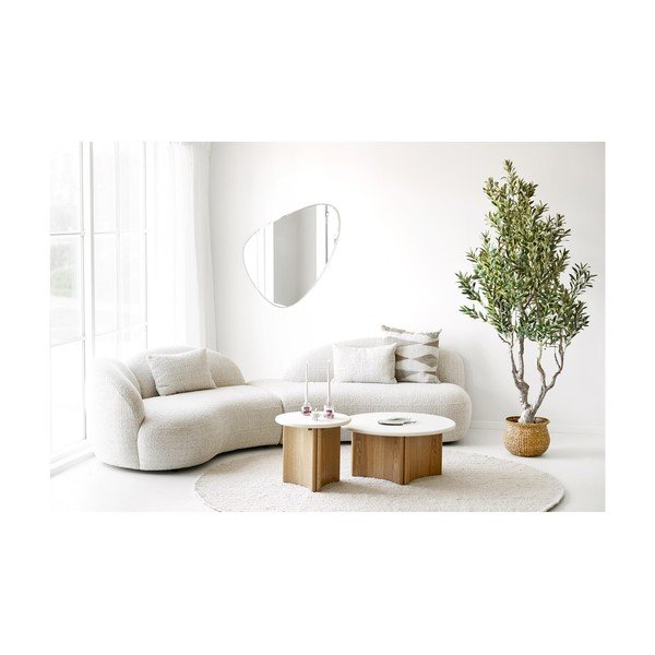 Biely/v prírodnej farbe okrúhly konferenčný stolík s betónovou doskou ø 80 cm Motril – House Nordic-image-2