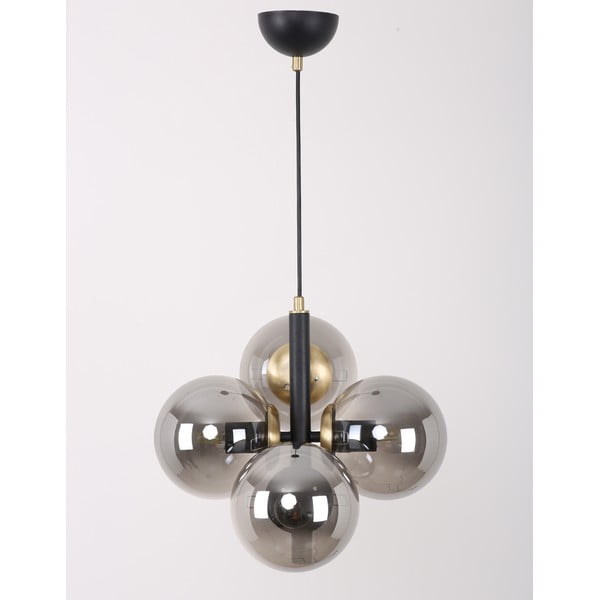 Čierne/sivé závesné svietidlo so skleneným tienidlom ø 15 cm Forte – Squid Lighting-image-4