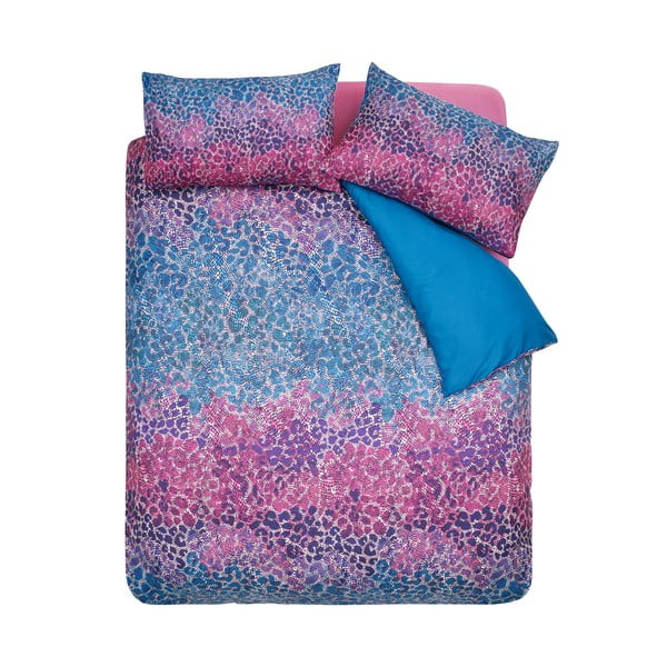 Modro-ružové obliečky na jednolôžko z mikrosaténu 135x200 cm Animal Print – Catherine Lansfield