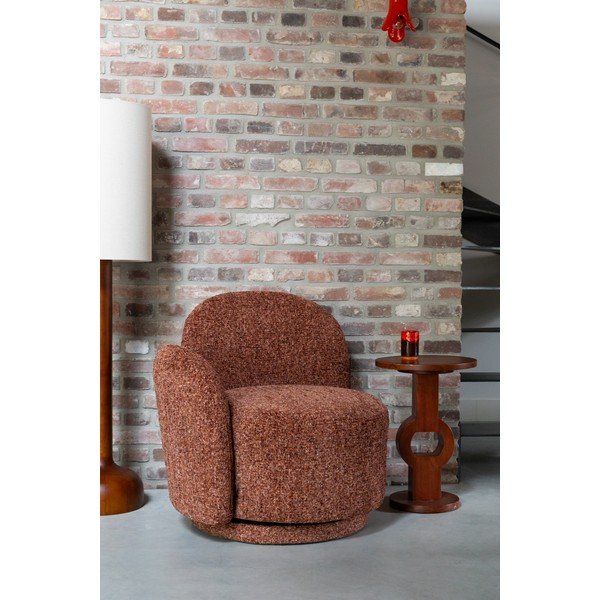 Červené otočné ženilkové kreslo Rose – Dutchbone-image-1