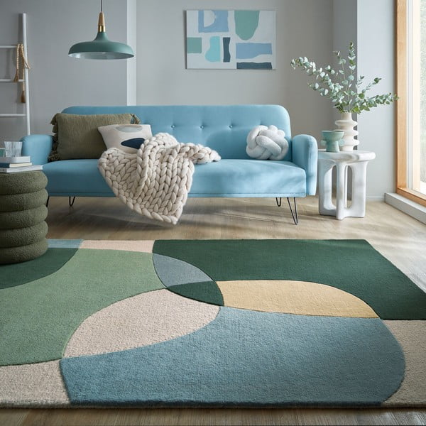 Zelený ručne tkaný vlnený koberec 160x230 cm Glow Green & Blue – Flair Rugs-image-1