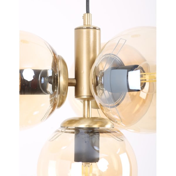 Žlté/v zlatej farbe závesné svietidlo so skleneným tienidlom ø 15 cm Hector – Squid Lighting-image-2