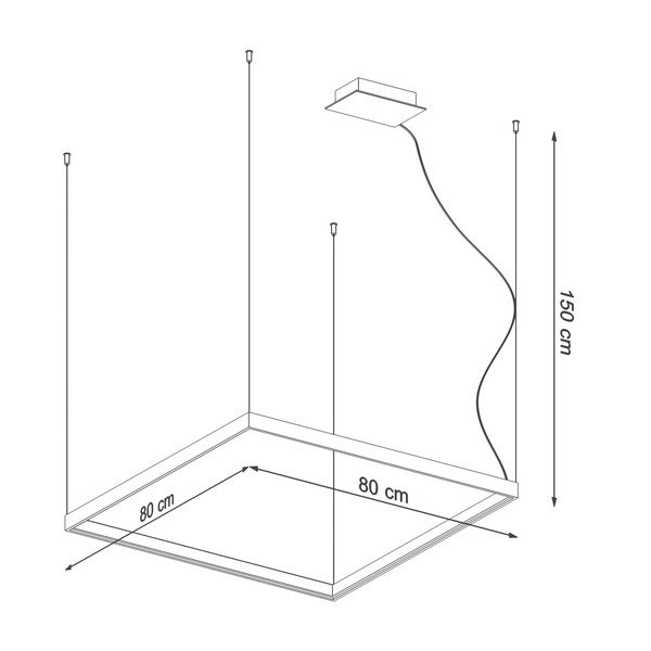 Čierne LED závesné svietidlo 80x80 cm Aura - Sollux-image-2