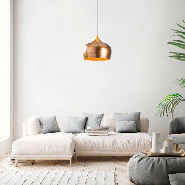 Závesné svietidlo v zlatej farbe s kovovým tienidlom ø 30 cm Berceste – Opviq lights-image-1