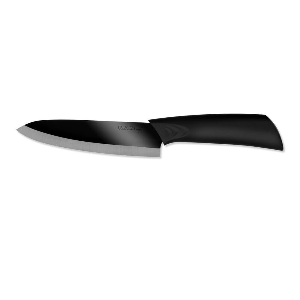 Keramický krájací nôž Chef s leštenou čepeľou, 15 cm, čierny