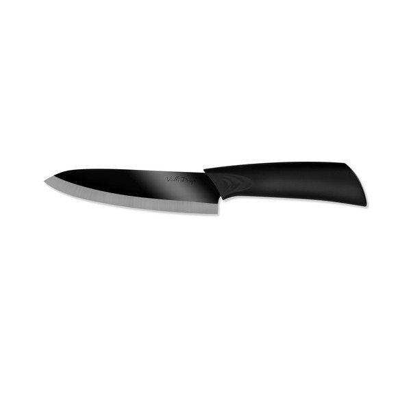 Keramický krájací nôž Chef s leštenou čepeľou, 15 cm, čierny