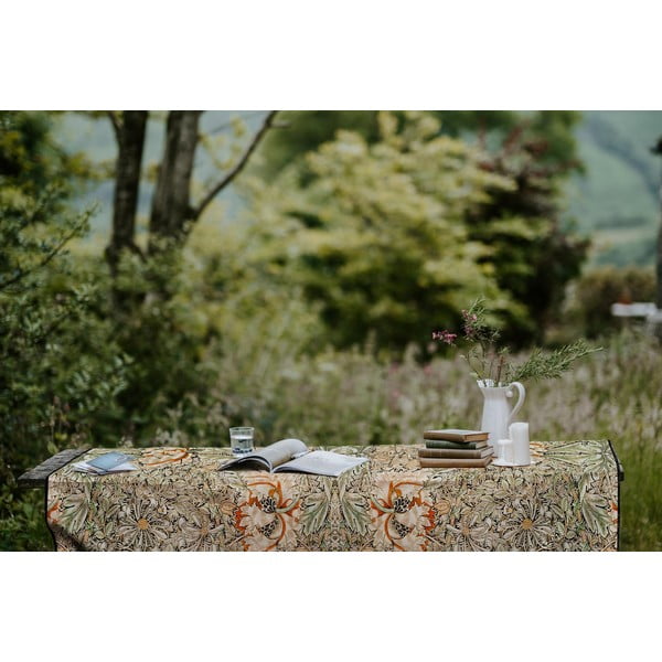 Béžový obrus s prímesou ľanu Tierra Bella Morris, 140 x 250 cm-image-1