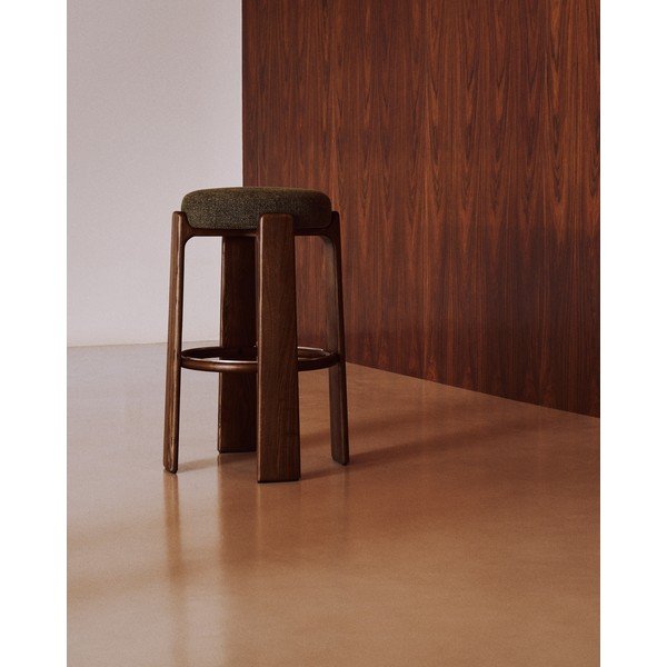 Zelená/v tmavo prírodnej farbe barová stolička z jaseňového dreva (výška sedadla 75 cm) Granite – Kave Home-image-3