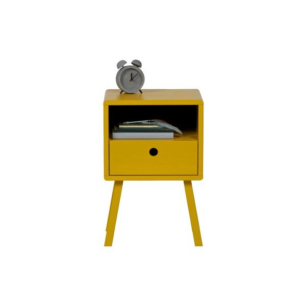 Žltý nočný stolík z masívneho borovicového dreva WOOOD Sammie-image-2