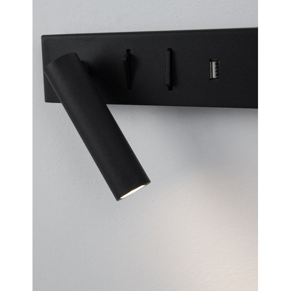 Matne čierne kovové LED nástenné svietidlo s ohýbateľnou konštrukciou/s USB portom Vida – Nova Luce-image-1