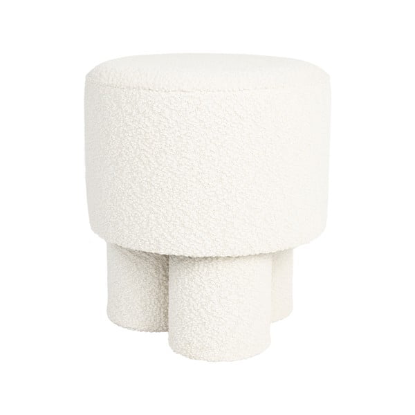 Biely taburet z textílie buklé Marcos – White Label