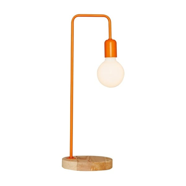 Oranžová stolová lampa s dreveným detailom Valetta