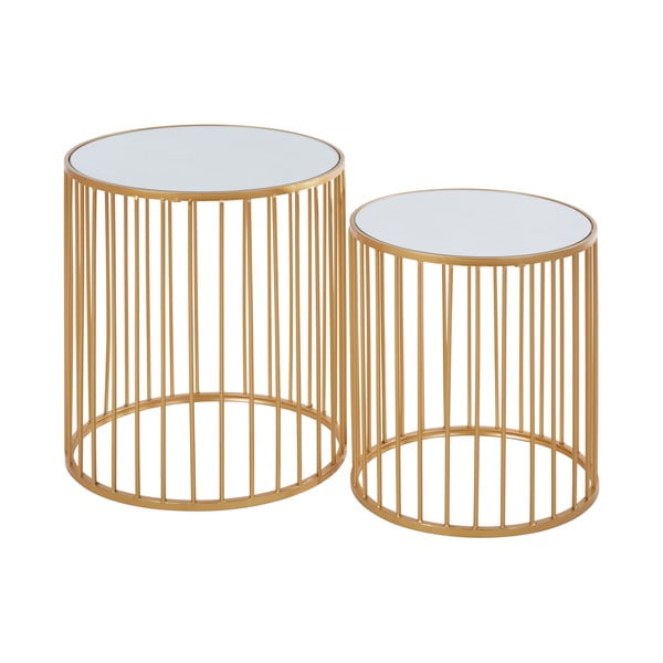 Okrúhle odkladacie stolíky so sklenenou doskou v súprave 2 ks Avantis – Premier Housewares-image-1