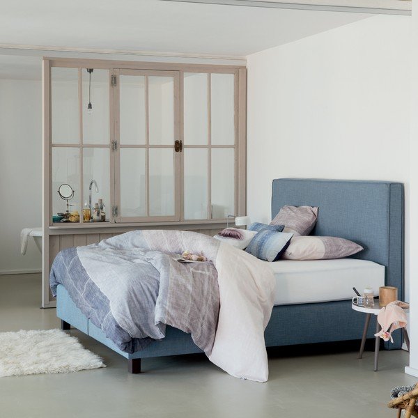 Modrá boxspring posteľ Revor Milano, 160 × 200 cm-image-1