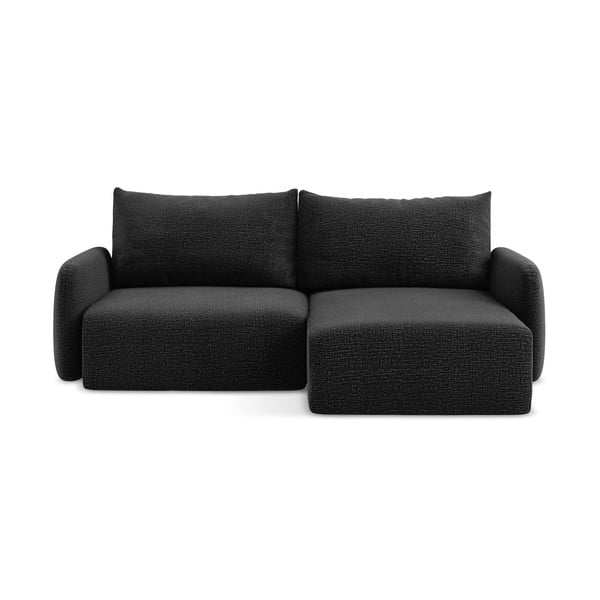 Čierna rozkladacia/s úložným priestorom rohová pohovka (pravý roh) Kalena – Makamii