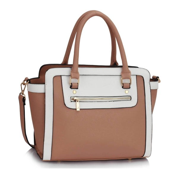 Bielo-hnedá kabelka L&S Bags Trianon
