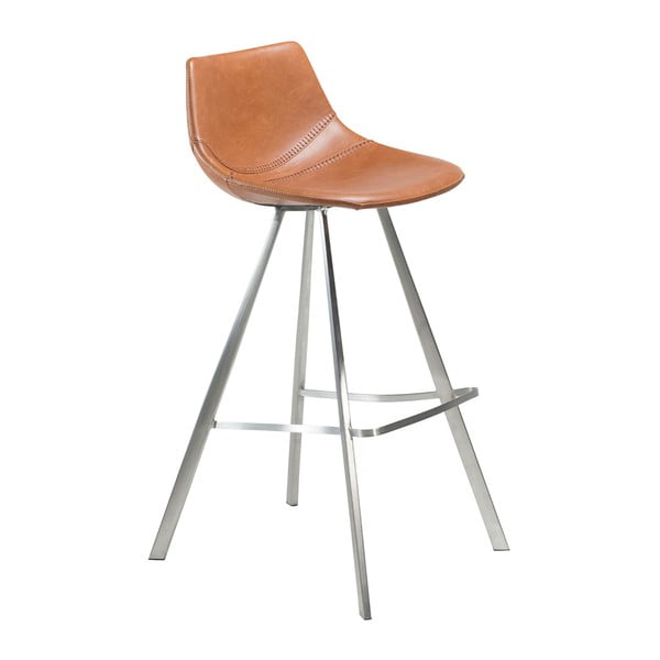 Hnedá barová stolička s oceľovou podnožou DAN–FORM Pitch