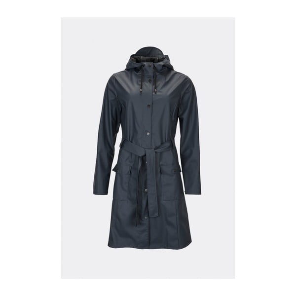 Tmavomodrý dámsky plášť s vysokou vodeodolnosťou Rains Curve Jacket, veľkosť XS/S
