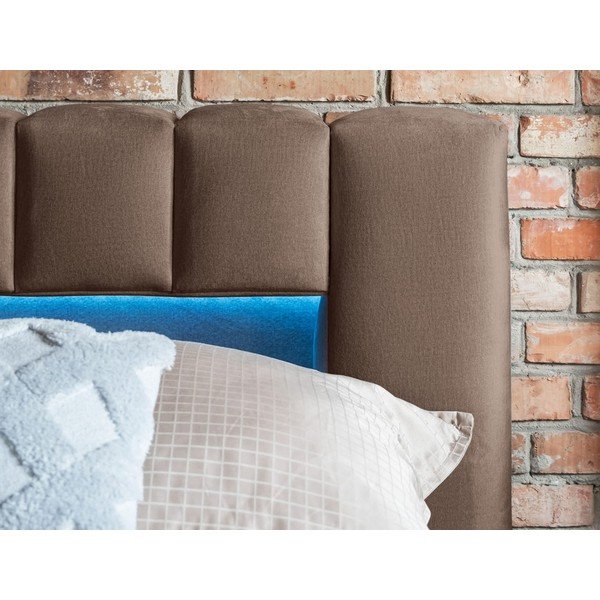 Svetlohnedá čalúnená dvojlôžková posteľ s úložným priestorom s roštom 160x200 cm Lamica – ELTAP-image-4