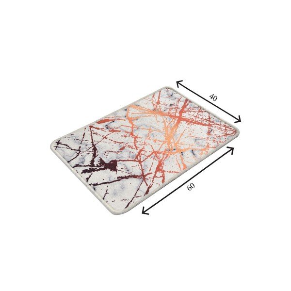 Bielo-oranžová kúpeľňová predložka s motívom mramoru Chilai Marble, 60 x 40 cm-image-2