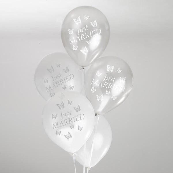 Sada 8 balónikov v bielej a striebornej farbe Neviti Butterfly