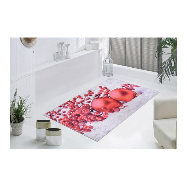 Červeno-biely koberec Vitaus Berries, 50 × 80 cm