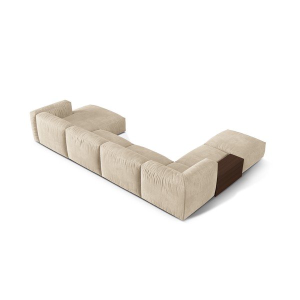 Béžová zamatová modulárna rohová pohovka (ľavý roh/do tvaru "U") Martina – Micadoni -image-3