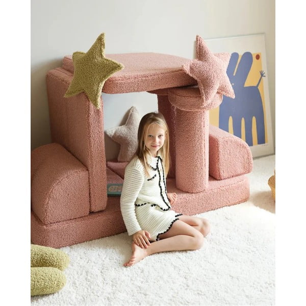 Ružový detský pohovkový vankúš z textílie buklé Star – Wigiwama-image-3