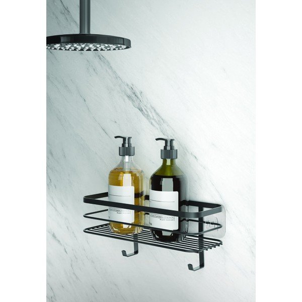 Čierna nástenná kúpeľňová polica Metaltex Origin-image-1