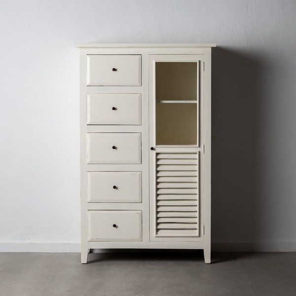 Biela vysoká komoda z masívu mindi 95x150 cm Luanco – Ixia-image-3