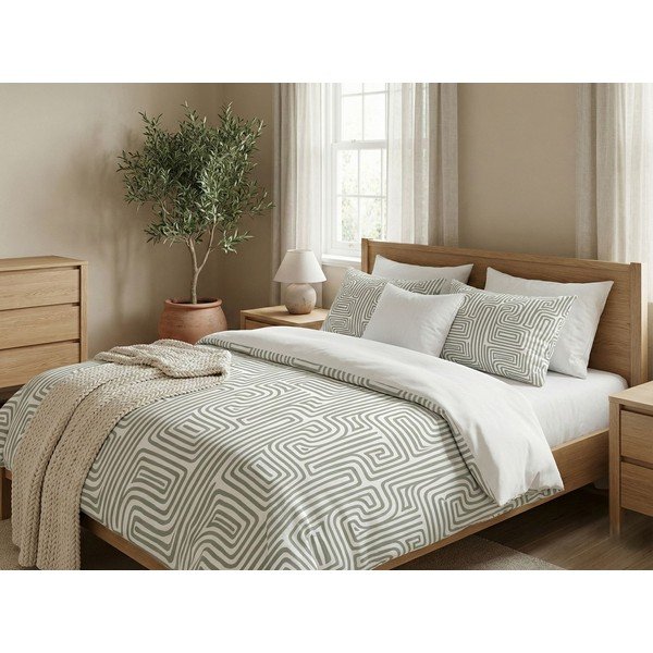 Šalviové zelené obliečky na jednolôžko 200x140 cm Maze – Mijolnir
