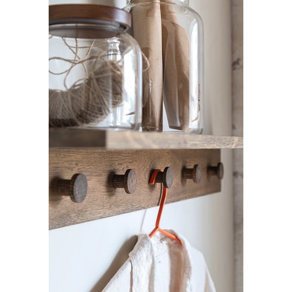 Hnedý nástenný vešiak z dubového dreva s poličkou 90 cm Showcase – Mette Ditmer Denmark-image-3