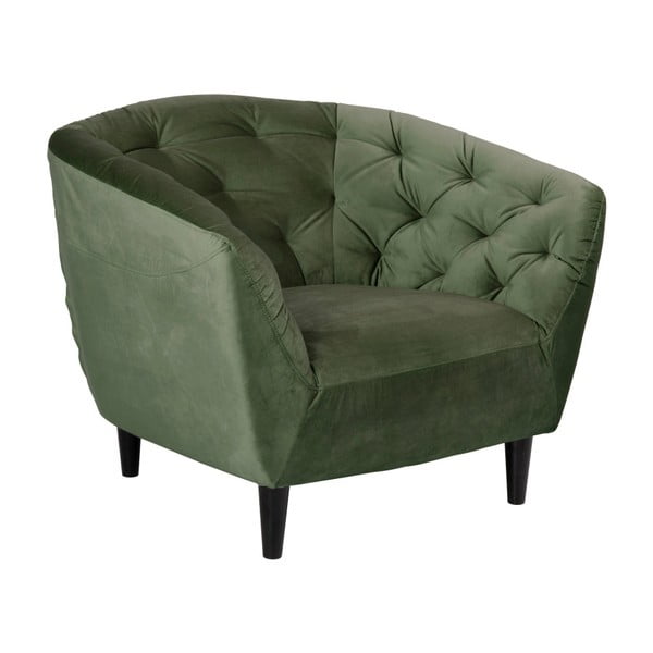 Zelené zamatové kreslo Actona Ria