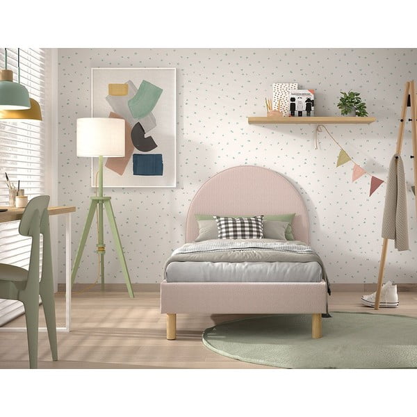 Ružová čalúnená jednolôžková posteľ s roštom 90x200 cm MOON – Vipack-image-3