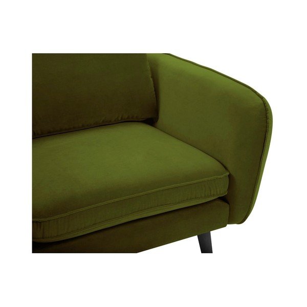 Zelené zamatové kreslo s čiernymi nohami Kooko Home Lento-image-4