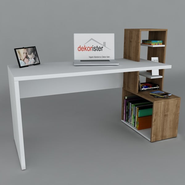 Pracovný stôl Side White/Walnut, 60x120x107 cm
