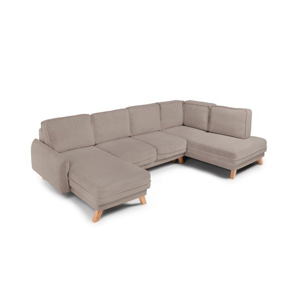 Taupe menčestrová rozkladacia/s úložným priestorom rohová pohovka (pravý roh/do tvaru "U") Tori – Bonami Selection-image-1