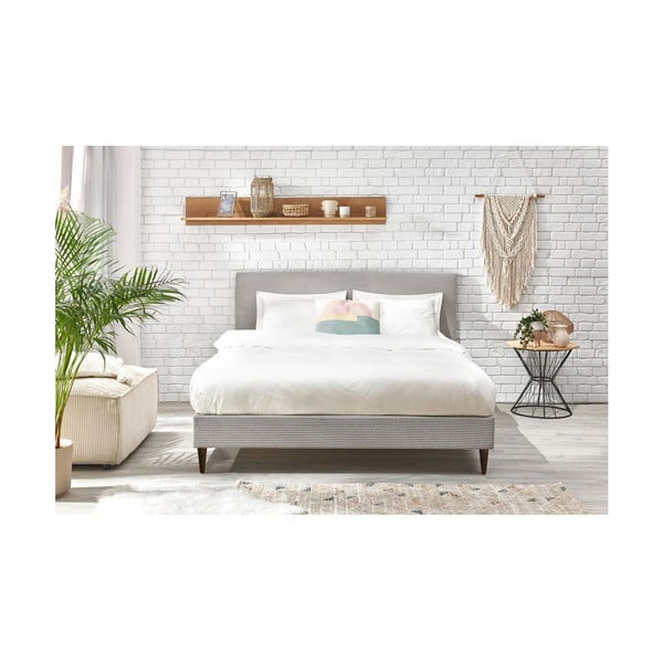 Sivá menčestrová dvojlôžková posteľ Bobochic Paris Anja Dark, 180 x 200 cm-image-4