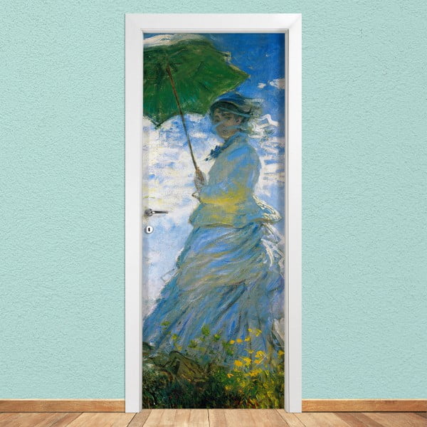 Samolepka na dvere LineArtistica Donna Con Parasole, 80 × 215 cm