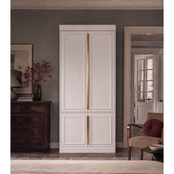 Svetlosivá šatníková skriňa z borovicového dreva 110x215x44 cm Organize – WOOOD-image-3