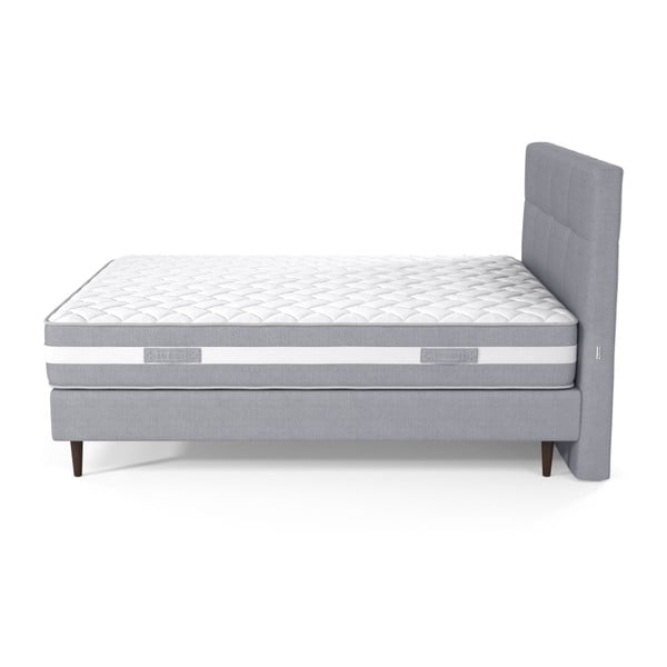 Sivá boxspring posteľ s ozdobným čelom a matracom z pamäťovej peny Ted Lapidus Maison PÉRIDOT, 160 × 200 cm-image-2