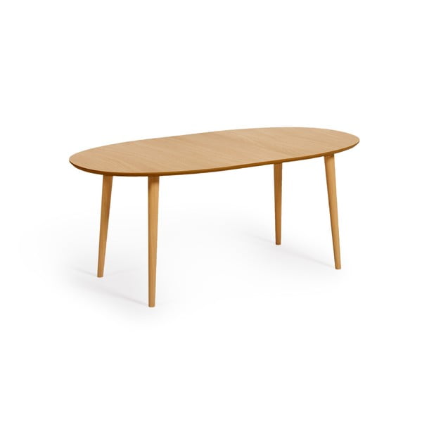Rozkladací jedálenský stôl v dekore duba v prírodnej farbe 90x140 cm Oqui – Kave Home-image-3