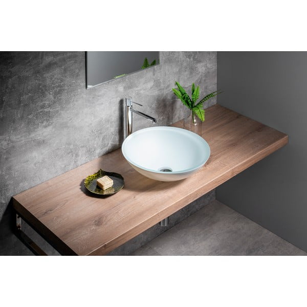 Biele sklenené okrúhle umývadlo ø 42 cm Telica – Sapho-image-2