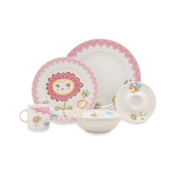 5-dielna detská porcelánová jedálenská súprava Kütahya Porselen Bloom