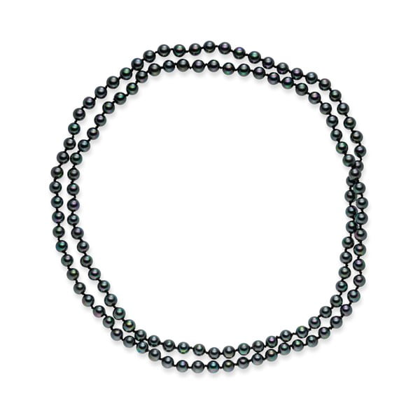 Čierny perlový náhrdelník Pearls Of London Mystic, dĺžka 90 cm
