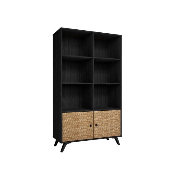 Čierna knižnica v dekore exotického dreva 92x160 cm Hanoi - Marckeric-image-2